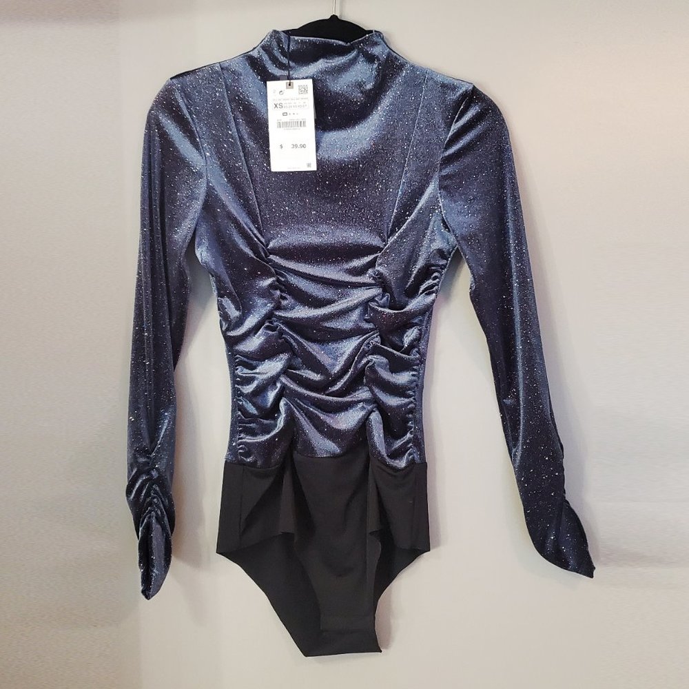 Zara Sparkly Velvet Bodysuit  (XS) NWT